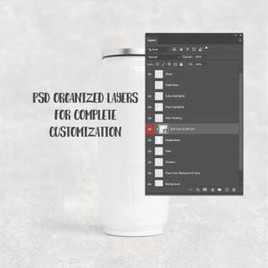 Maqueta de vaso con forma de lata de 17 oz para sublimación (PSD, Canva, PNG) imagen 5