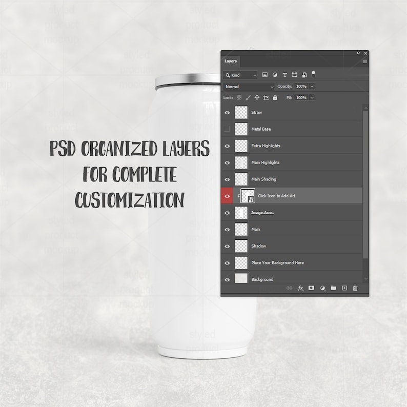 Maqueta de vaso con forma de lata de 17 oz para sublimación (PSD, Canva, PNG) imagen 5