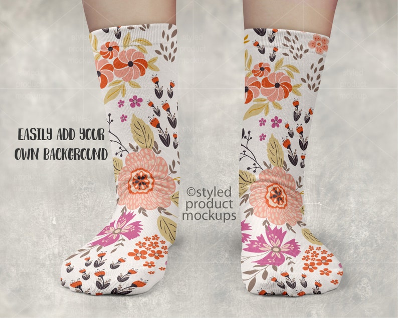 Download Dye sublimation crew sock on foot mockup Add your own ...