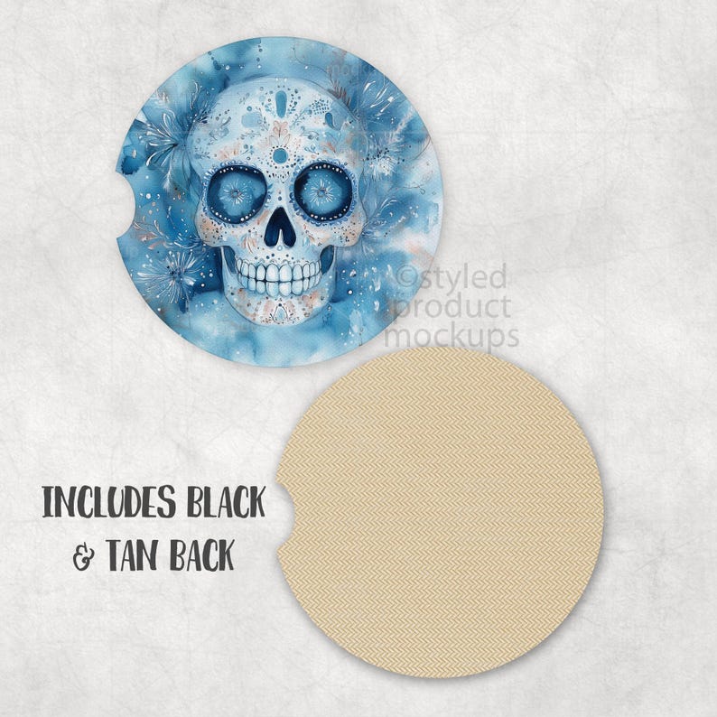 Car Coaster Mockup Front & Back | Sublimation Car Coaster PSD, PNG, Canva Frame, EPS | Digital Download image 8