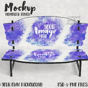 Dye sublimation MDF memorial mini bench Mockup | Add your own image and background