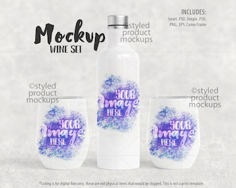 Dye sublimation wine cup decanter gift set Mockup | Add your own image and background