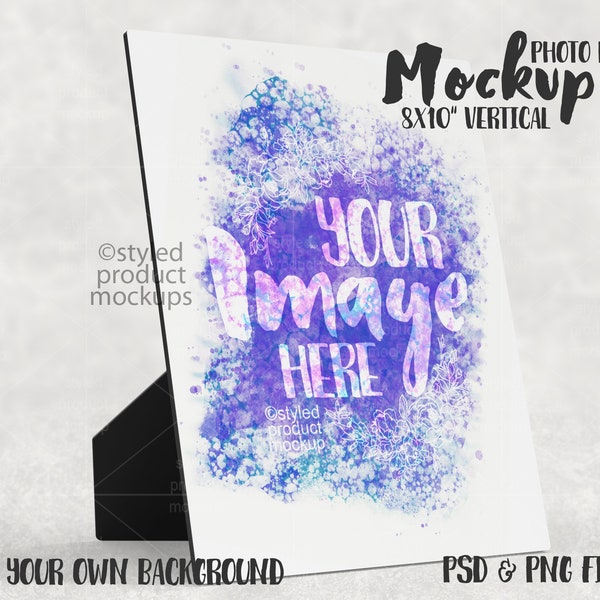 Dye sublimation 8x10 photo panel with back easel Mockup | Add your own image and background