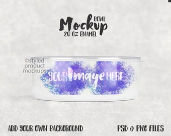 Dye sublimation 20oz enamel bowl Mockup | Add your own image and background