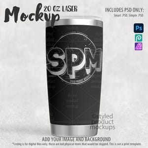 20 oz laser etched coated tumbler Mockup | Add your own image and background