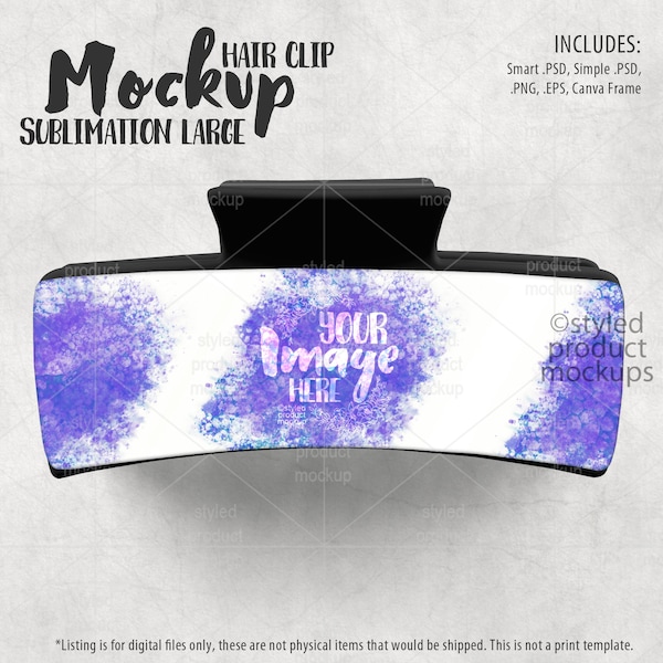 Large plastic hair clip Mockup | Sublimation MDF hair clip mockup | Add your own image and background