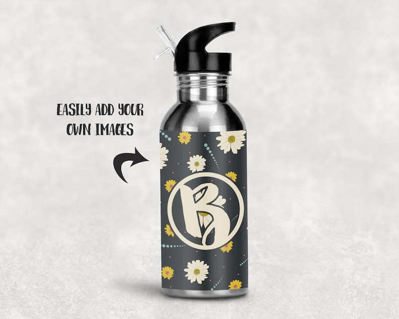 Download Sublimation Stainless Steel water bottle with straw mockup | Etsy