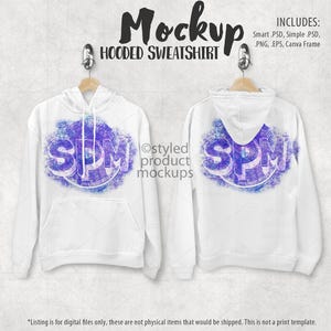 Maqueta de sudadera con capucha de sublimación de tinta / Agrega tu propia imagen y fondo / Maqueta de marco de Canva