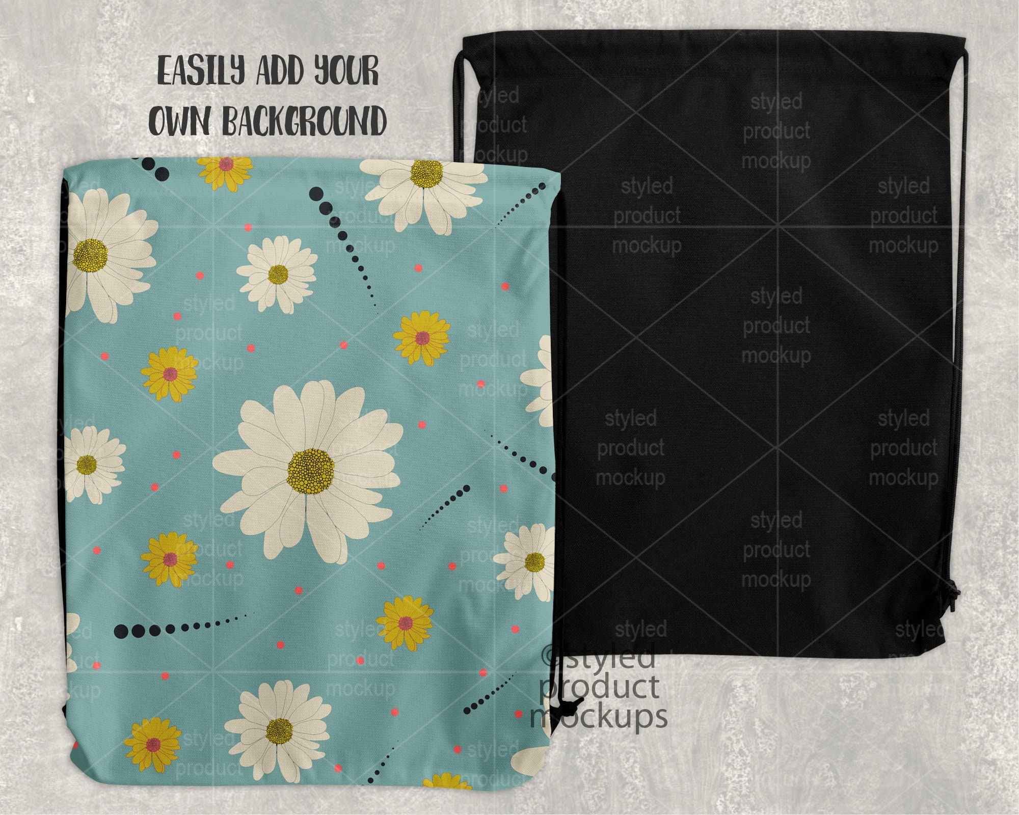 Threaders Drawstring Backpack Template Drawstring Backpack Template Mockup | Add Your Own Image and Background ...