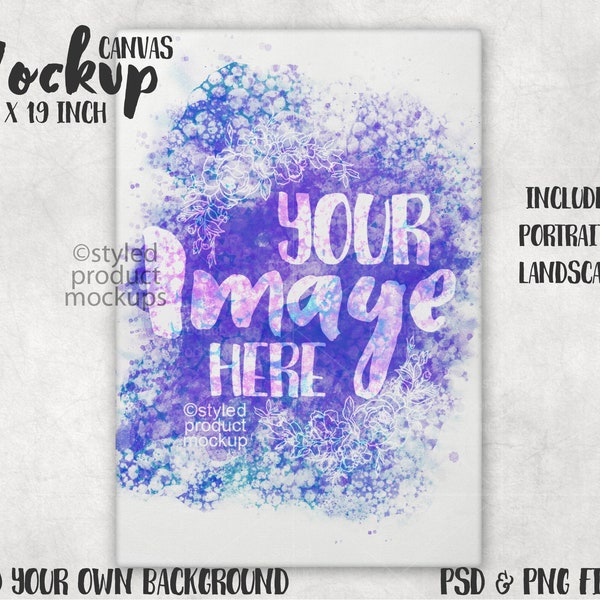 Dye sublimation 13x19 canvas art print Mockup | Add your own image and background