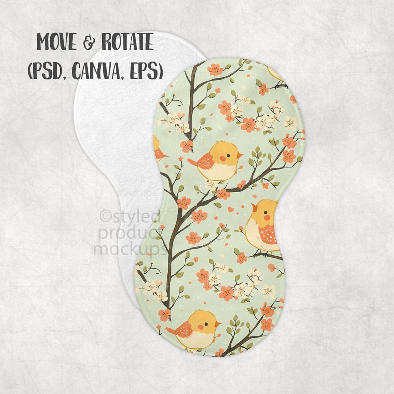 Peanut Shaped Burp Cloth Mockup | PSD, PNG, EPS & Canva | Sublimation Baby Burp Rag image 9