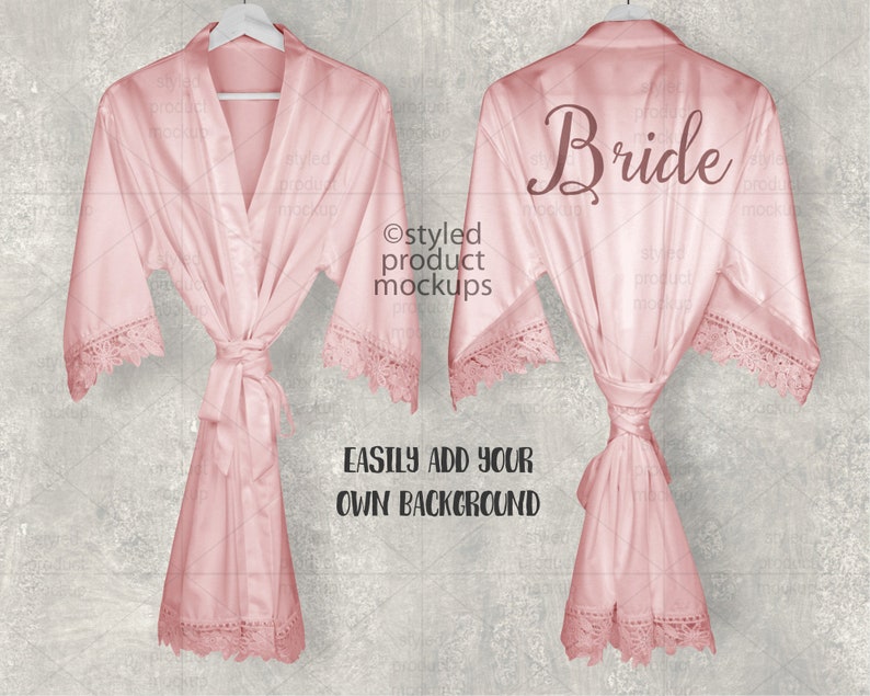 Download Satin kimono robe with lace edges mockup Add your own image | Etsy