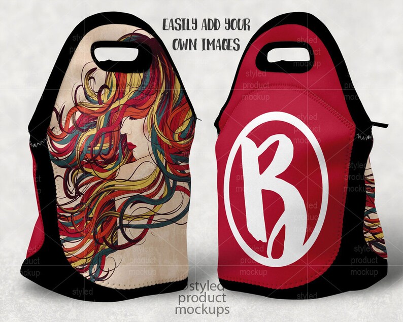 Download Double sided tall lunch tote mockup template Add your own ...