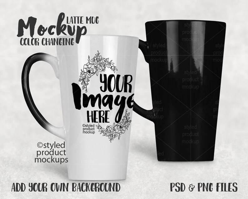 Color changing 17 ounce latte mug template mockup Dye Etsy
