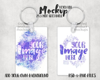 Dye sublimation 2x3 MDF keychain Mockup | Add your own image and background