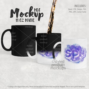 Färgsublimering 355 ml magisk mugg med mockup för färgskiftande | Lägg till din egen bild och bakgrund