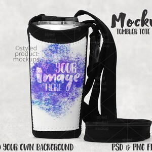 Dye sublimation tumbler tote holder Mockup | Add your own image and background