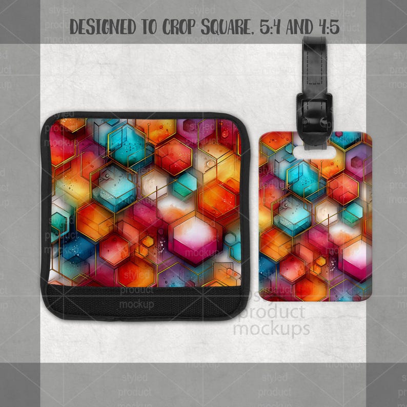 Sublimation rectangle luggage tag and wrap mockup | Add your own image and background image 4