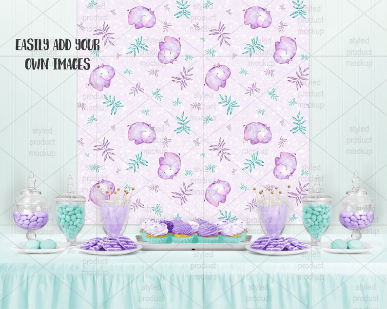 Download Party dessert buffet table backdrop mockup | Etsy