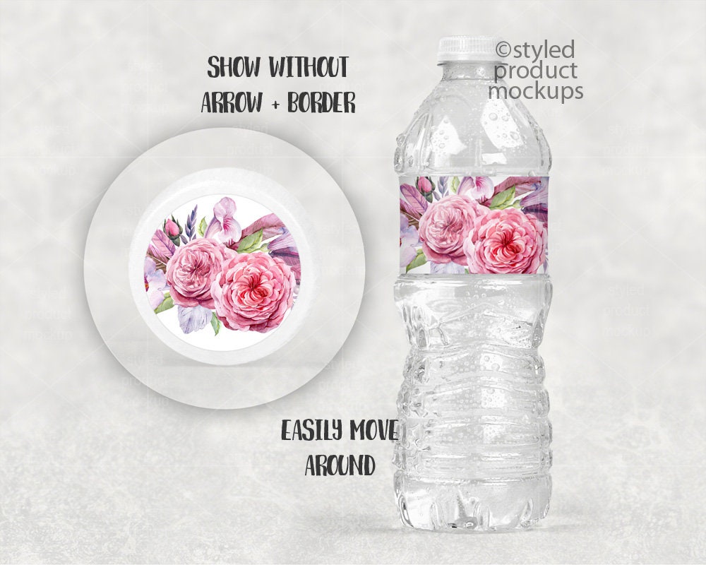 Water bottle label with lid decal mockup template Add your | Etsy