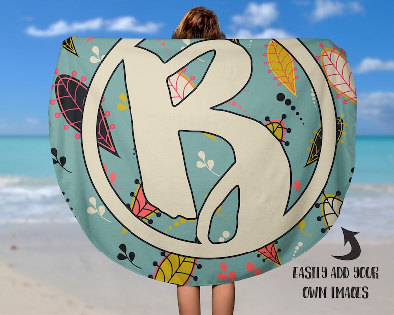 Download Round Beach Towel mockup template with model holding up Add | Etsy