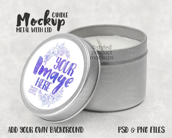 Dye Sublimation Metal Candle With Lid Mockup Add Your Own Etsy
