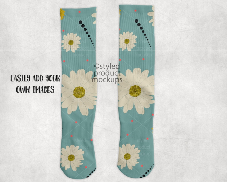 Download Dye sublimation crew sock Mockup Add your own image and | Etsy