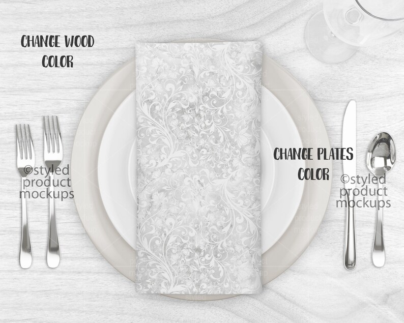 Dye Sublimation Folded Napkin on Place Setting Mockup Add Etsy