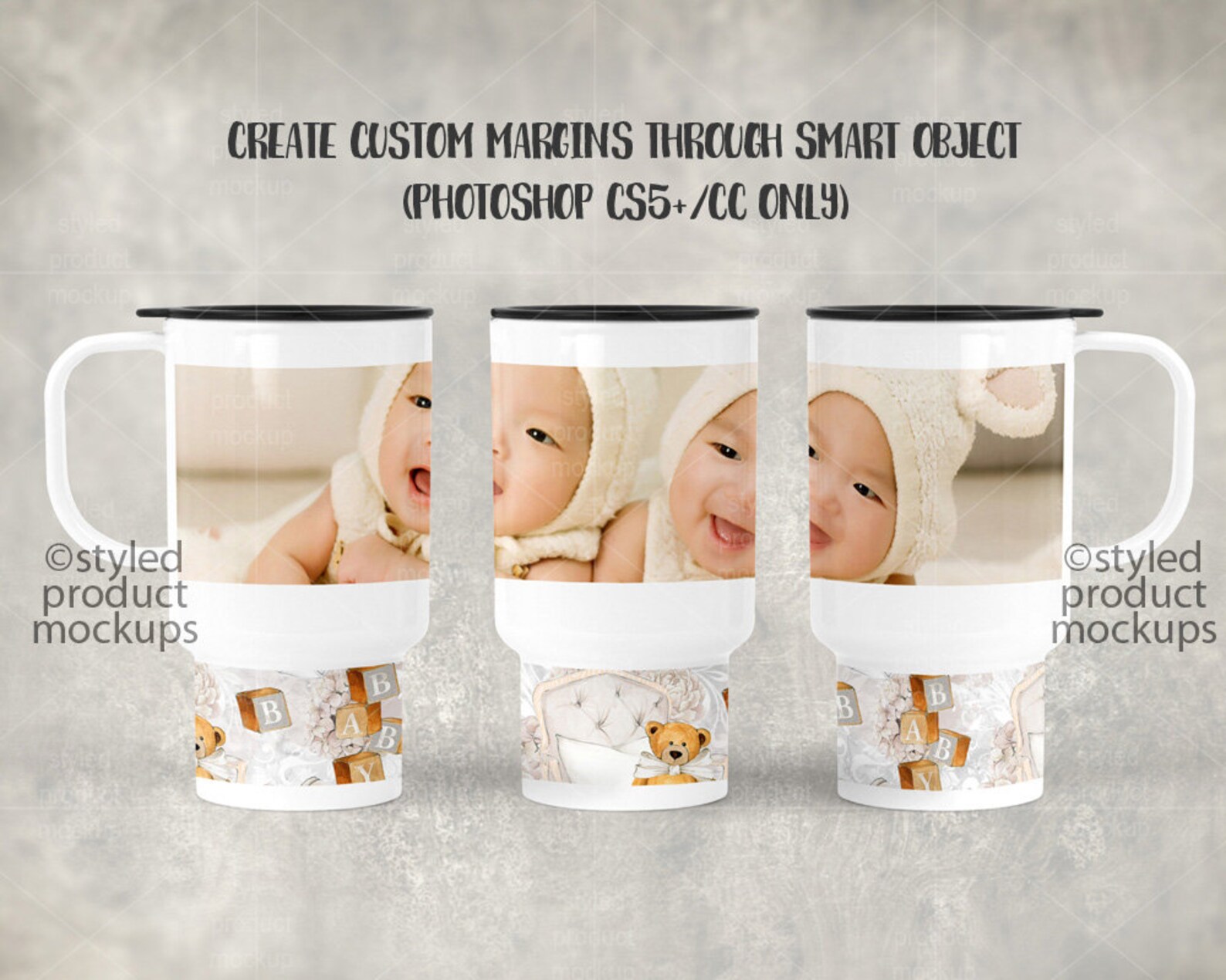 White 15 Oz Sublimation Travel Mug Template Mockup With Full Etsy