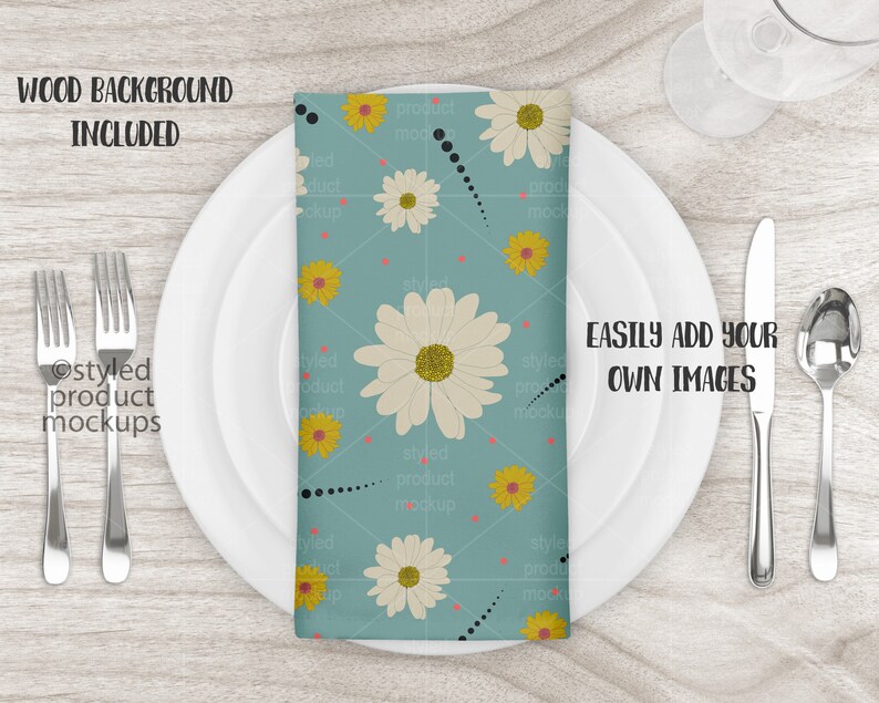 Dye Sublimation Folded Napkin on Place Setting Mockup Add Etsy