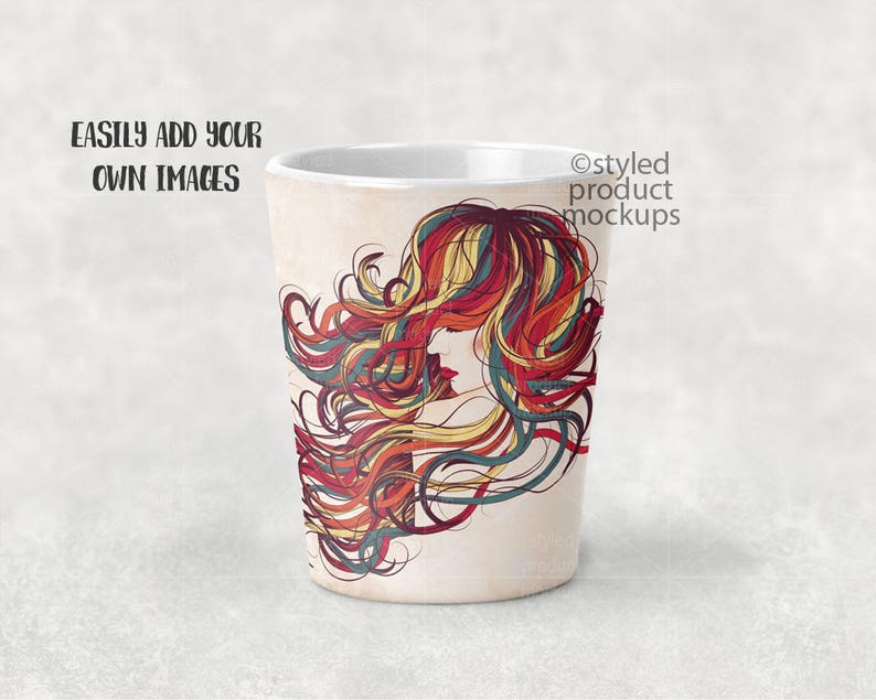 Download White ceramic sublimation shot glass template mockup Add | Etsy
