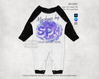 Baby Raglan Romper Mockup (Smart PSD, Canva, PNG)