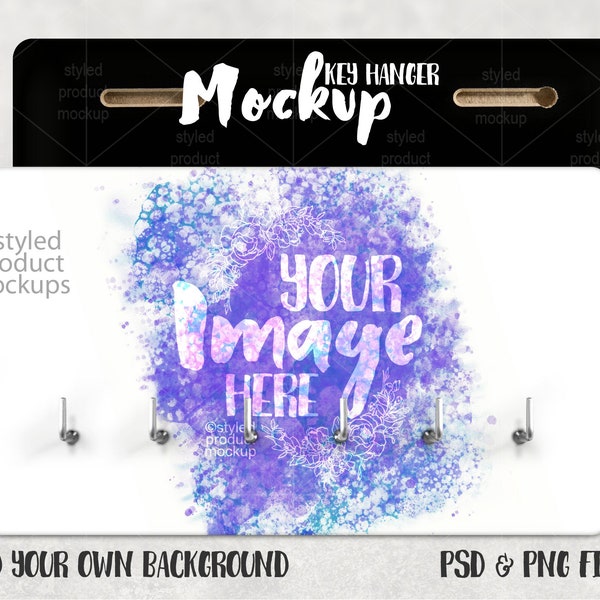 Dye sublimation key hanger with 6 hooks Mockup | Add your own image and background