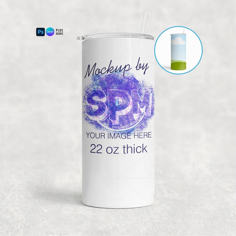 22oz Fatty Tumbler Mockup (PSD, Canva, PNG) image 1