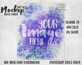 Dye sublimation metal photo print mockup | Add your own image and background