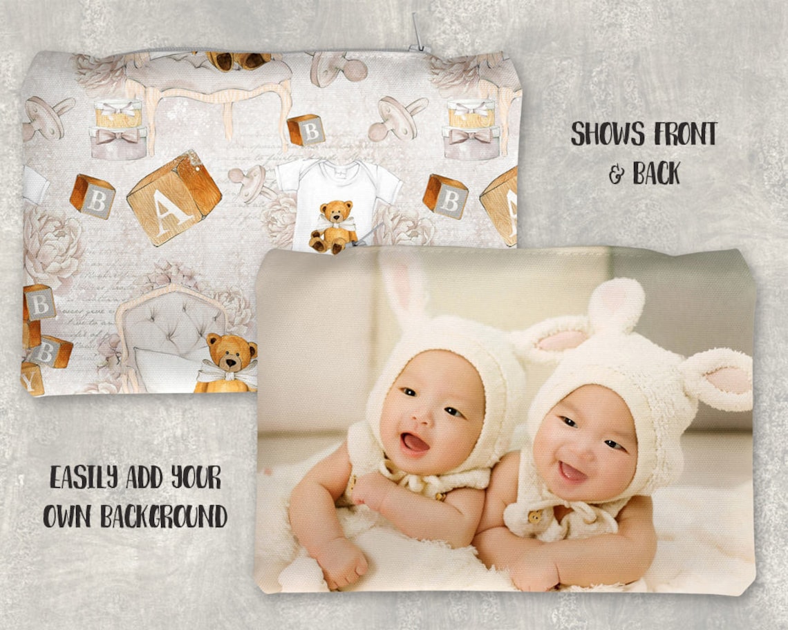 Two sided pencil case template mockup Add your own image and | Etsy