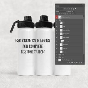 Maqueta de botella deportiva de 18 oz con sublimación de tinta / Agregue su propia imagen y fondo imagen 5