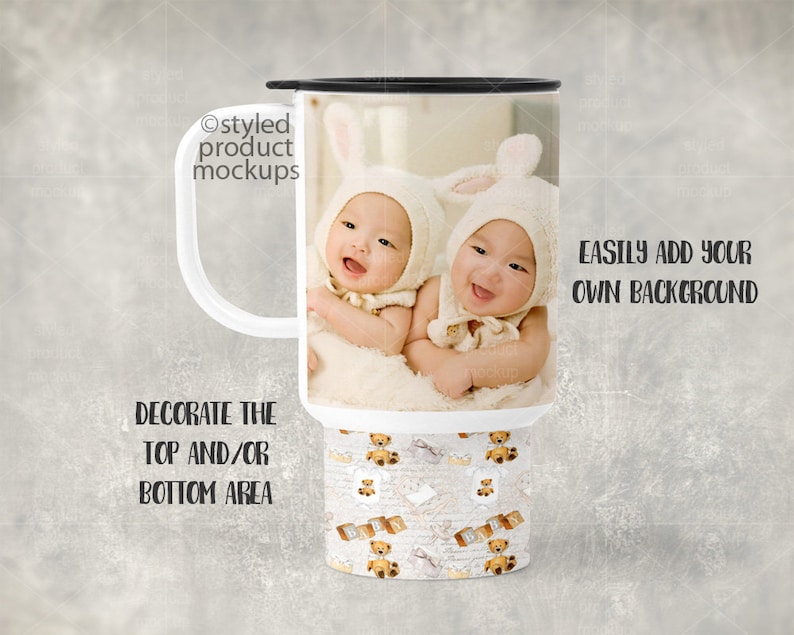 Download White 15 oz sublimation travel mug template mockup | Etsy