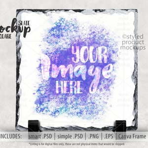 Dye sublimation square slate Mockup | Add your own image and background