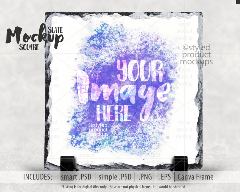 Dye sublimation square slate Mockup Add your own image and background image 1