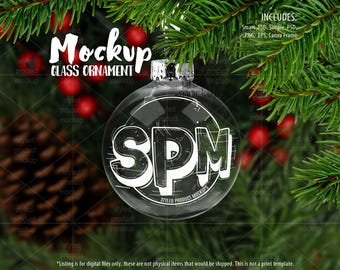 Clear round Christmas ornament mockup | Add your own image and background