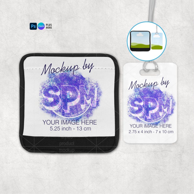 Sublimation rectangle luggage tag and wrap mockup | Add your own image and background image 1