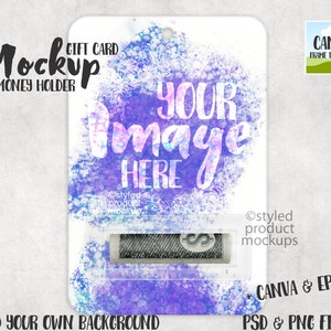 Dye Sublimation 4 x 6 in Geschenkkarte Geldhalter Mockup | Fügen Sie Ihr eigenes Bild und Hintergrund | Leinwandrahmen Mockup