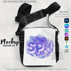 Dye sublimatie kleine schoudertas mockup | Voeg je eigen afbeelding en achtergrond toe
