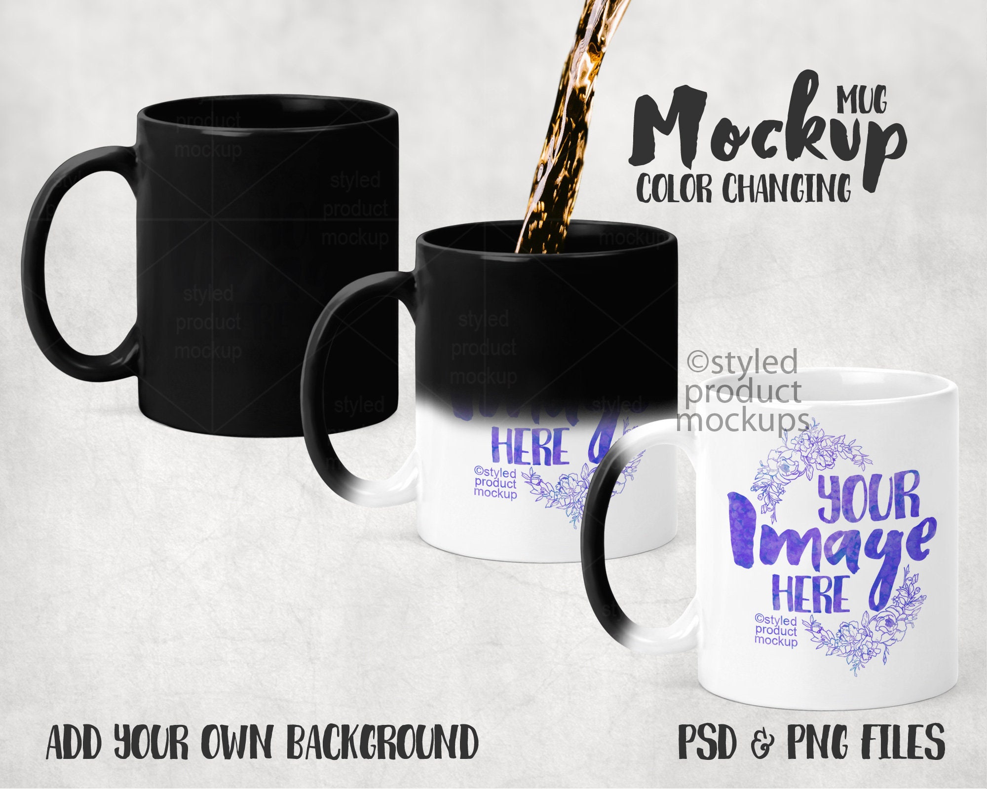 Color changing coffee mug template mockup Dye Sublimation