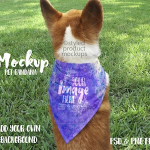 Dye sublimation pet bandana mockup template | Add your own image and background