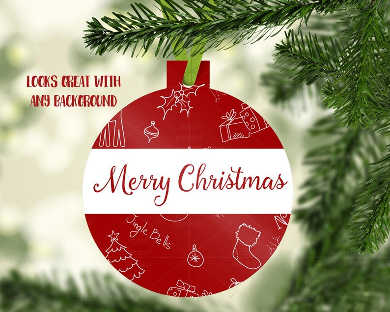 Download Ball shaped aluminum Christmas ornament mockup template ...
