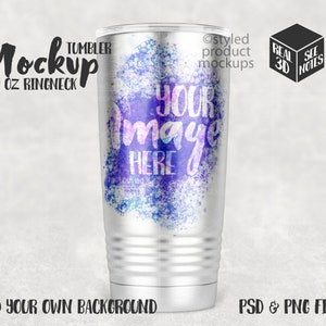 Färbung Sublimation 20oz Ringeck Metall Tumbler Mockup | Fügen Sie Ihr eigenes Bild und Hintergrund hinzu