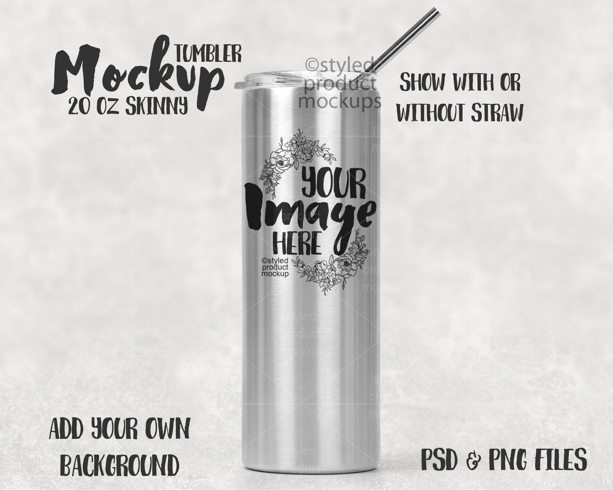 Download 20 Oz Stainless Steel Skinny Tumbler Mockup Add Your Own Etsy