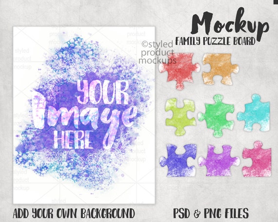 Dye Sublimation Family Puzzle Board up to 8 Pieces Mockup Add Your Own  Image and Background 